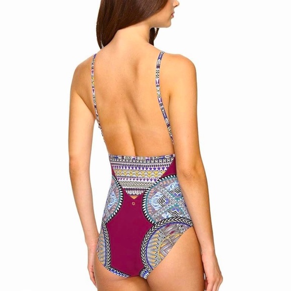 **REDUCED**Red Carter Women's Tribal Daze Strappy Plunge One Piece Swimsuit - Picture 2 of 10